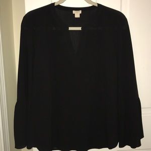 J. Crew Black Bell-sleeve top! Never worn!
